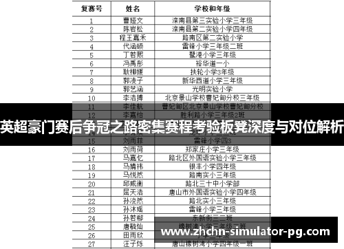 英超豪门赛后争冠之路密集赛程考验板凳深度与对位解析